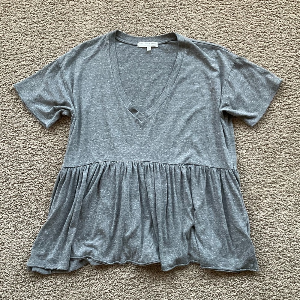 Grey blouse v neck size small